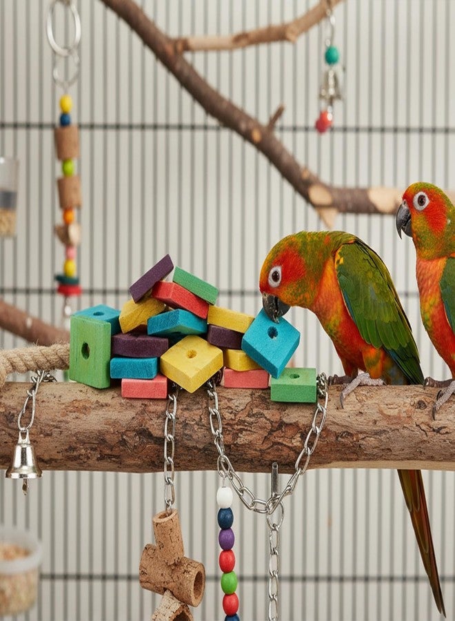 Dranvosk 20PCS Colorful Wooden Chew Toys for Small Birds,Mini Wooden Blocks for Parrots, DIY Playtime Chewing Charms,Safe Bite Toys for Large Birds & Parakeets - Image 1